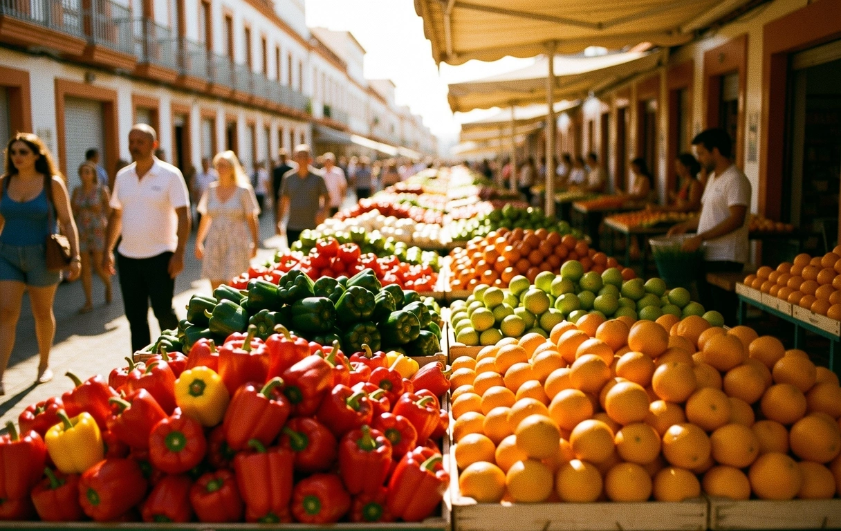 Active market scene in Spain